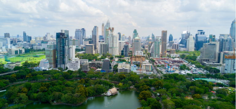 aerial view of environmentally friendly city